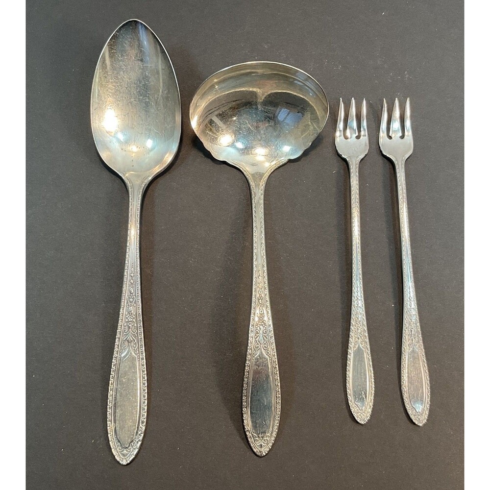Vtg Ramona-Lakewood-Brentwood Serving Silverplate 1928 Oneida Flatware 4 Pcs
